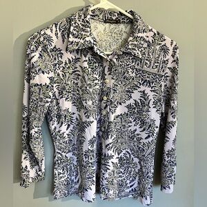 J. MCLAUGHLIN Womens XS paisley floral button up collard shirt long sleeve comfy